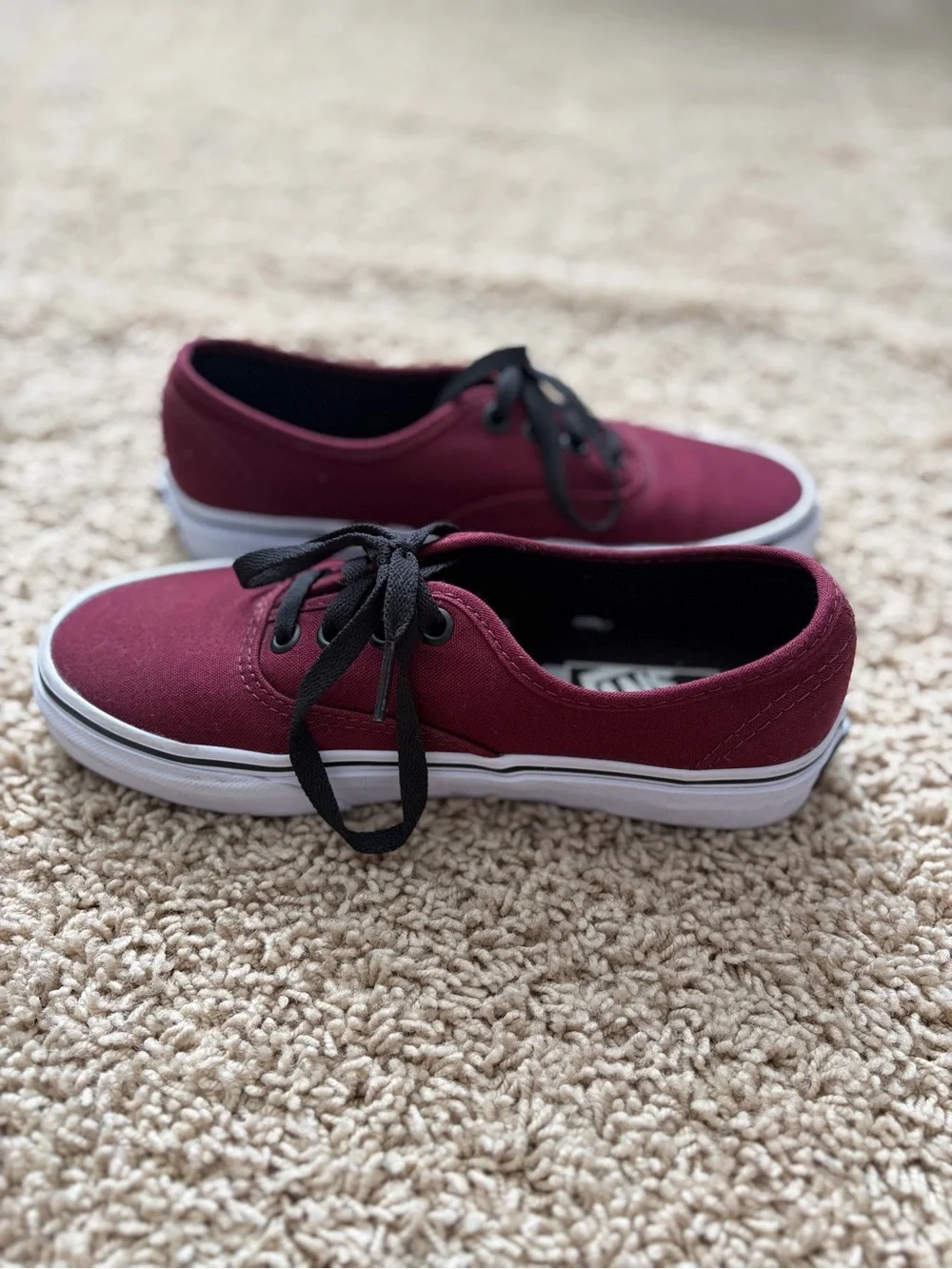 Vans Maroon Canvas Low-Top Sneakers with Black Laces